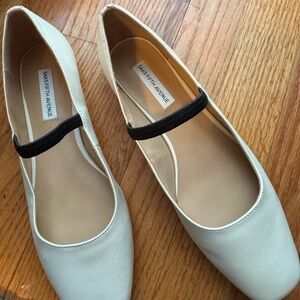 Harper Cream Mary Jane Flats with Black Strap